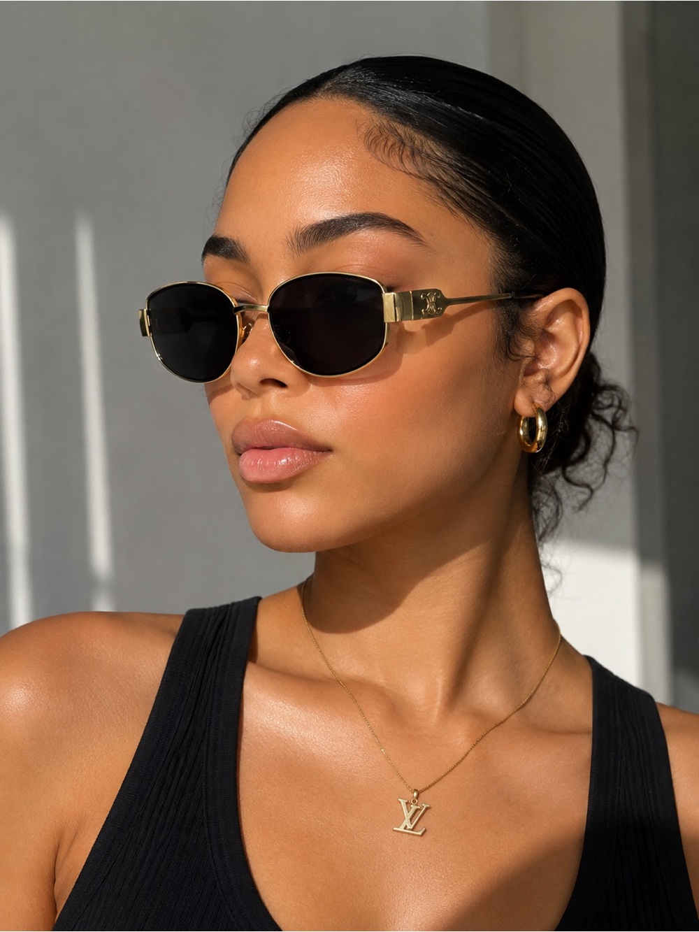 Celine Gold and Black Sunglasses